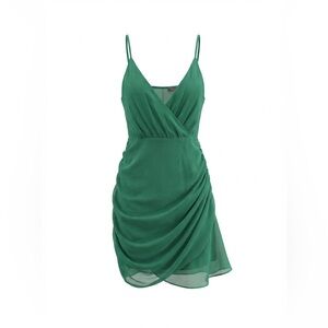 💚 Blue Blush Green Ruched Mini Dress Spaghetti Strap Size M 💚